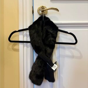 NWT Genuine Black Mink Fur Pull Thru Scarf One Size